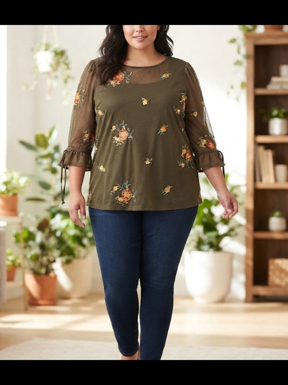 Fig and Flower Embroidered Floral Boho Blouse - Size 3X